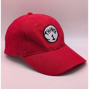 Universal Studios Thing 1 Strap Back Hat Cap Red Dr. Seuss Cat In The Hat Parks